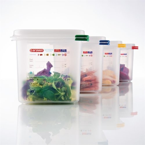 Araven Polypropylene Food Container with a Lid 1/6, 150 mm, Transparent (Pack of 4) Araven Polypropylene Food Container with a Lid 1/6, 150 mm, Transparent (Pack of 4)