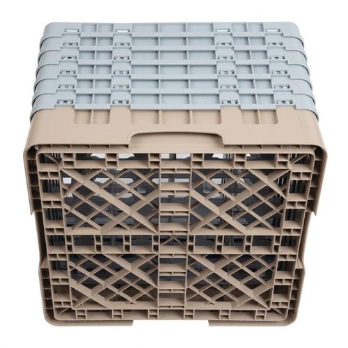 XXLselect Kosz do zmywarki na szkło 16 przegród / 500 x 500 x 349 mm, beżowy