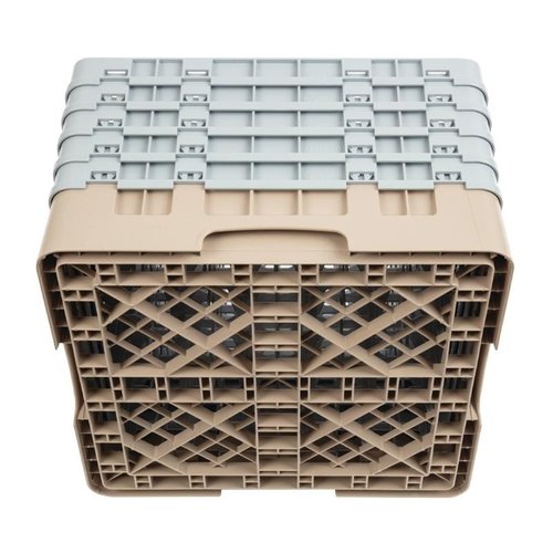 XXLselect Kosz do zmywarki na szkło 36 przegród / 500 x 500 x 308 mm, beżowy