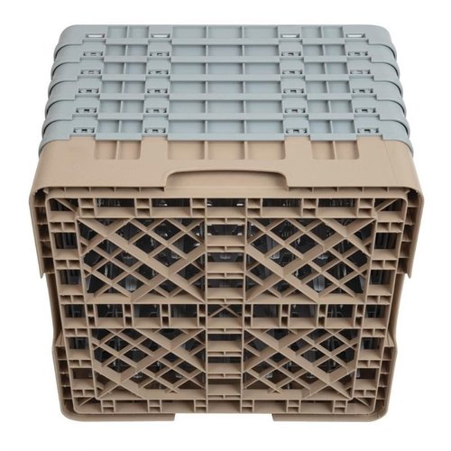 XXLselect Kosz do zmywarki na szkło 49 przegród / 500 x 500 x 349 mm, beżowy