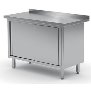 XXLselect Wall table with a cupboard with sliding doors - welded, dimensions 800x600x (H) 850 mm XXLselect Wall table with a cupboard with sliding doors - welded, dimensions 800x600x (H) 850 mm