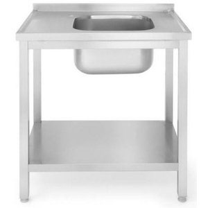 XXLselect Stół z jednym zlewem z półką, prawy - skręcany, o wym. 800x600x(H)850 mm