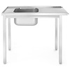 XXLselect Left loading table for dishwashers with a sink - twisted, dimensions 1000x600x (H) 850 mm
