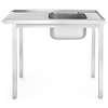 XXLselect Left loading table for dishwashers with a sink - twisted, dimensions 1000x600x (H) 850 mm