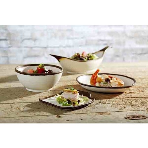 APS Talerz z melaminy, płytki, 140x130 mm, nieregularny, Crocker, kremowy