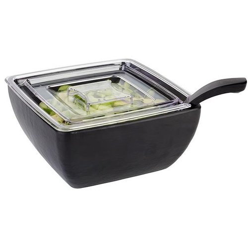 APS Misa kwadratowa z melaminy | czarna | 19 x 19 cm, H: 9 cm