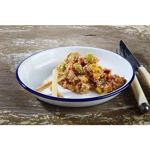 APS Deep Enameled Plate, Ø180 mm, 350 ml, White-Blue APS Deep Enameled Plate, Ø180 mm, 350 ml, White-Blue