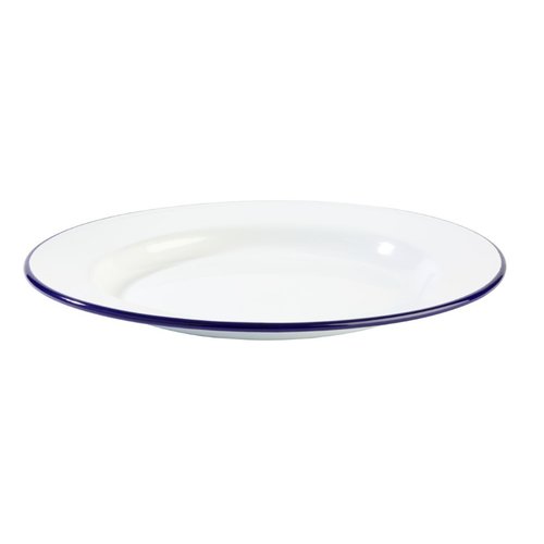 APS Shallow Enameled Plate, Ø200 mm, 350 ml, White-Blue APS Shallow Enameled Plate, Ø200 mm, 350 ml, White-Blue