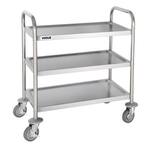 Vogue Stainless Steel 3 Tier Service Trolley 825 x 405 x 710 mm