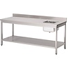 Gastro M Tables with drainerbowl and upstand, 120(l)x70(b)x85(h)cm, bowl on the right