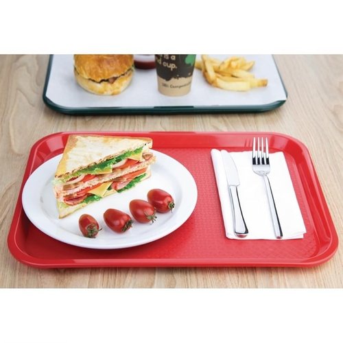 Kristallon Fast Food Polypropylene Rectangular Serving Tray 415 x 305 mm Red