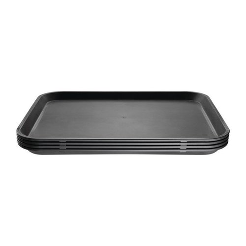 Kristallon Polypropylene Rectangular Non-Slip Serving Tray 405 x 305 mm Black Kristallon Polypropylene Rectangular Non-Slip Serving Tray 405 x 305 mm Black