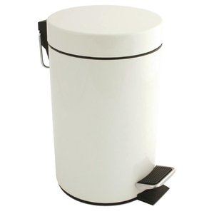 Bolero 3 L White Round Stainless Steel Pedal Bin, Lift Lid Bolero 3 L White Round Stainless Steel Pedal Bin, Lift Lid