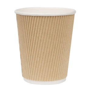 Fiesta Beige Disposable Coffee Cups Ripple Wall Kraft 225 ml (Pack of 500)