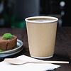 Fiesta Beige Disposable Coffee Cups Ripple Wall Kraft 225 ml (Pack of 500)