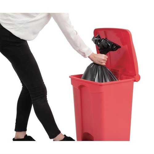 Jantex 45 L Red Polypropylene Pedal Bin, Lift Lid