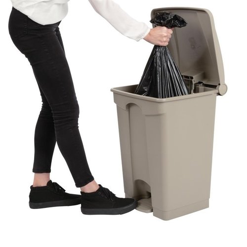 Jantex 45 L Beige Round Polypropylene Pedal Bin, Lift Lid