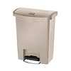 Rubbermaid 30 L Beige Polyethylene Resin Pedal Bin, Lift Lid