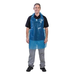 XXLselect Disposable Polythene Bib Aprons Blue (Pack of 100) XXLselect Disposable Polythene Bib Aprons Blue (Pack of 100)