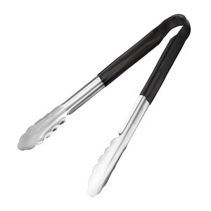 Vogue Colour Coded Black Serving Tongs 11"