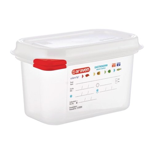 Araven Polypropylene Gastronorm Container 1/9 100 mm, Transparent (Pack of 4) Araven Polypropylene Gastronorm Container 1/9 100 mm, Transparent (Pack of 4)