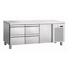 Bartscher Single Door Refrigerated Table with 4 Drawers from 0° C to 10 °C, Side-Mounted Compressor
