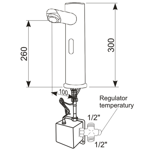 XXLselect Hands Free Electronic Mixer Tap with Batteries with Mixer and Check Valves Included, Water Connection Thread 1/2''