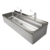 XXLselect Two-Station Wash Basin, 1200x425(h)265 mm Central Drain with Medical Battery