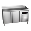 Asber Double Door Refrigerated Table with Splashback 143 L, from -2 °C to 8 °C, Side-Mounted Compressor