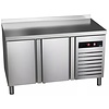 Asber Double Door Refrigerated Table with Splashback 143 L, from -2 °C to 8 °C, Side-Mounted Compressor