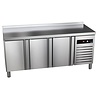 Asber Tripple Door Refrigerated Table with Splashback 214 L, from -2 °C to 8 °C, Side-Mounted Compressor