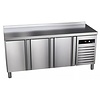 Asber Tripple Door Refrigerated Table with Splashback 214 L, from -2 °C to 8 °C, Side-Mounted Compressor