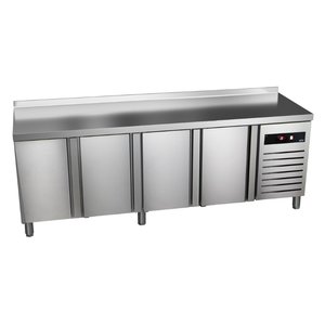 Asber Four Door Refrigerated Table with Splashback 285 L, from -2 °C to 8 °C, Side-Mounted Compressor Asber Four Door Refrigerated Table with Splashback 285 L, from -2 °C to 8 °C, Side-Mounted Compressor
