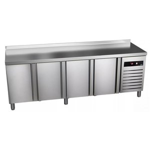 Asber Four Door Refrigerated Table with Splashback 285 L, from -2 °C to 8 °C, Side-Mounted Compressor Asber Four Door Refrigerated Table with Splashback 285 L, from -2 °C to 8 °C, Side-Mounted Compressor