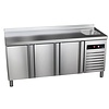 Asber Tripple Door Refrigerated Table with Splashback and Sink 214 L, from -2 °C to 8 °C, Side-Mounted Compressor