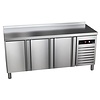 Asber Tripple Door Freezer Table with Splashback 214 L, from -22 °C to -18 °C, Side-Mounted Compressor