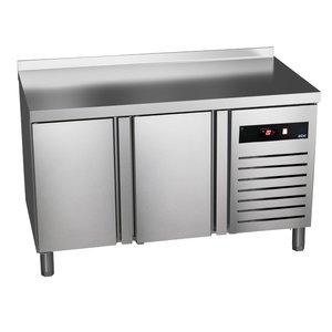Asber Double Door Refrigerated Table with Splashback 153 L, from -2 °C to 8 °C, Side-Mounted Compressor Asber Double Door Refrigerated Table with Splashback 153 L, from -2 °C to 8 °C, Side-Mounted Compressor