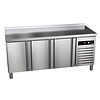 Asber Tripple Door Refrigerated Table with Splashback 231 L, from -2 °C to 8 °C, Side-Mounted Compressor