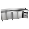 Asber Four Door Refrigerated Table with Splashback 307 L, from -2 °C to 8 °C, Side-Mounted Compressor