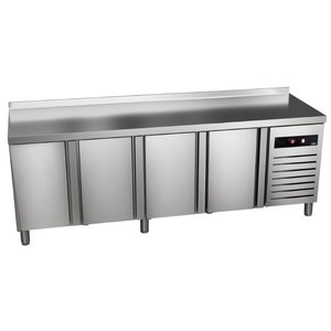 Asber Four Door Refrigerated Table with Splashback 307 L, from -2 °C to 8 °C, Side-Mounted Compressor Asber Four Door Refrigerated Table with Splashback 307 L, from -2 °C to 8 °C, Side-Mounted Compressor