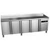 Asber Four Door Refrigerated Table with Splashback 307 L, from -2 °C to 8 °C, Side-Mounted Compressor
