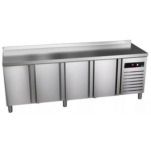 Asber Four Door Refrigerated Table with Splashback 307 L, from -2 °C to 8 °C, Side-Mounted Compressor Asber Four Door Refrigerated Table with Splashback 307 L, from -2 °C to 8 °C, Side-Mounted Compressor