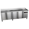 Asber Four Door Refrigerated Table with Splashback and Sink 307 L, from -2 °C to 8 °C, Side-Mounted Compressor Asber Four Door Refrigerated Table with Splashback and Sink 307 L, from -2 °C to 8 °C, Side-Mounted Compressor