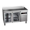 Asber Double Door Refrigerated Table with Splashback 143 L, from -2 °C to 8 °C, Side-Mounted Compressor