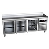 Asber Tripple Door Refrigerated Table with Splashback 214 L, from -2 °C to 8 °C, Side-Mounted Compressor