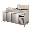 Asber Tripple Doors Pizza Prep Table, 428 L, Side-Mounted Compressor Asber Tripple Doors Pizza Prep Table, 428 L, Side-Mounted Compressor