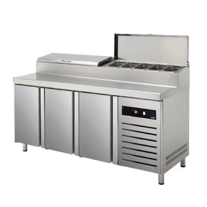Asber Tripple Doors Pizza Prep Table, 428 L, Side-Mounted Compressor, 2x Left and 1x Right Doors Asber Tripple Doors Pizza Prep Table, 428 L, Side-Mounted Compressor, 2x Left and 1x Right Doors