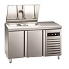 Asber Double Doors Pizza Prep Table, 274 L, Side-Mounted Compressor