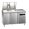 Asber Double Doors Pizza Prep Table, 274 L, Side-Mounted Compressor, Left and Right Doors