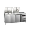 Asber Tripple Doors Pizza Prep Table, 428 L, Side-Mounted Compressor Asber Tripple Doors Pizza Prep Table, 428 L, Side-Mounted Compressor